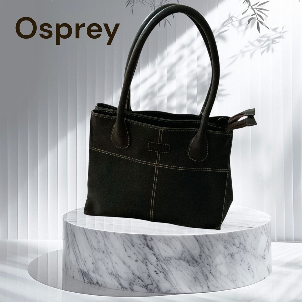 Vintage OSPREY‎ of LONDON Leather shoulder bag tote, double zipper